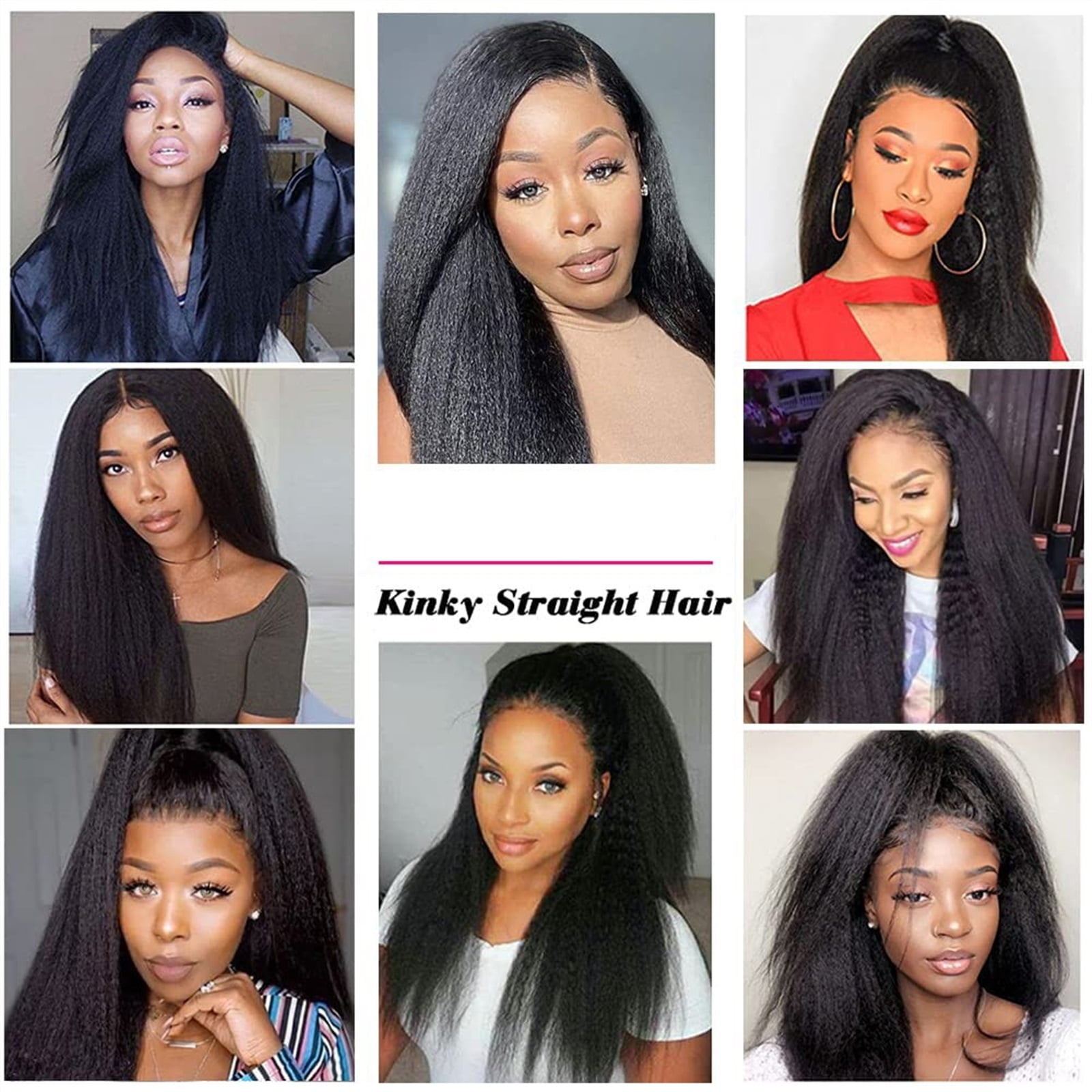 Kinky Straight Clip In Hair Extensions Human Hair Clip In Extensions for Black Women #1B Natural Hair Black Kinky Yaki Straight Clip In Brazilian Virgin Human Hair 8Pcs