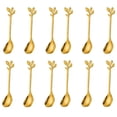 thumbnail image 3 of BUYISI 12 Pcs Stainless Steel Tree Leaf Spoon Coffee Spoon Fruit Spoon Tea Spoon Set Gold, 3 of 8