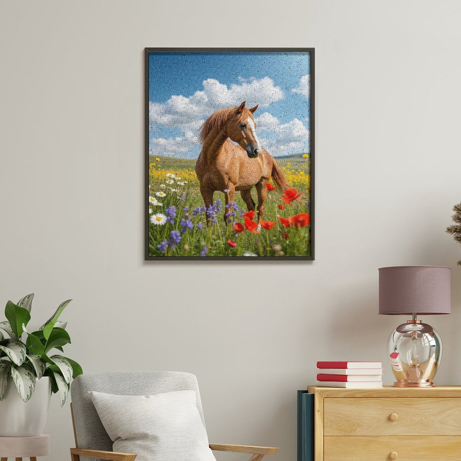 Paint By Numbers Kit for Adults Beginner - DIY Horse In Colorful Flower Field Canvas Painting Kits for Adults, Frameless Paint By Number for Adults for Home Wall Decor 16x20 Inch