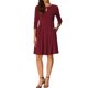 thumbnail image 2 of Vestido de cuello redondo Allegra K para mujer, vestido casual elegante de manga 3/4 con pliegues en forma de A, color rojo vino, 2 of 5