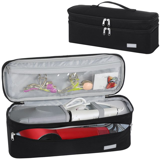 Estuche de viaje de doble capa, estuche de almacenamiento a prueba de polvo, estuche portátil para herramientas para el cabello, bolsa organizadora liviana compatible con secador de pelo Revlon de un