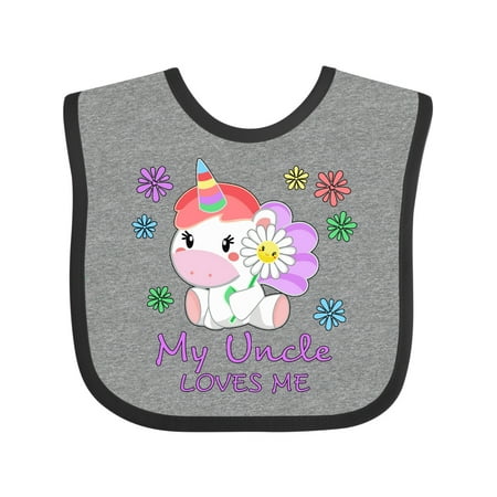 

Inktastic My Uncle Loves Me- Cute Unicorn Gift Baby Boy or Baby Girl Bib