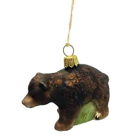 Brown Grizzly Bear Baby Cub Polish Glass Christmas Tree Ornament Animal Wildlife