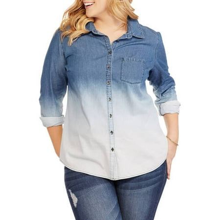 Faded Glory - Women's Plus Chambray Shirt - Walmart.com - Walmart.com