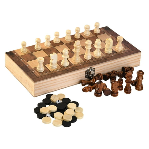 Bunblic Chess Set 3 in 1 Board Games Educational Chess Checkers Backgammon Sets Folding Chess Game for Picnics Barbecue Indoor Adults 24cmx24cmx1.8cm