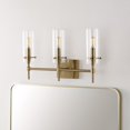 thumbnail image 5 of JONATHAN Y Cato 21.25" 3-Light Modern Minimalist Iron/Glass LED Vanity, Brass Gold/Clear, 5 of 8