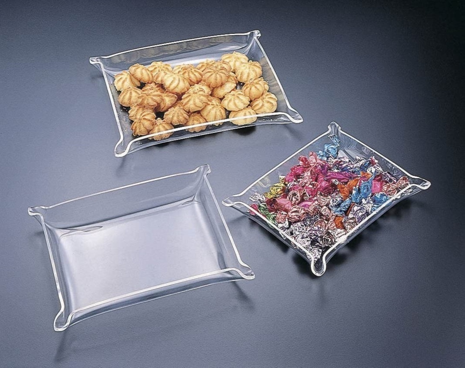 Acrylic Lucite Small Tray With Pinched Corners 8x6 (6-PACK SET) 