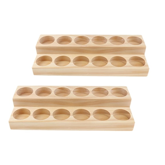2pcs Natural Wood Handmade Essential Oils Perfume Cosmetic Makeup Display Storage Rack Organizer Stand Holder For 15ml Bottles