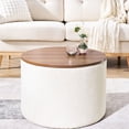 thumbnail image 2 of Chenille Fabric Round Ottoman with Storage | Ideal for Living Room, Comfortable Touch and Sturdy Frame, 2 of 6