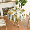 thumbnail image 2 of Summer Tablecloth 60×60 Inch Round, Yellow Sunflower Bumble Bee White Fall Washable Table Cover for Party Picnic Dinner Decor, 2 of 6