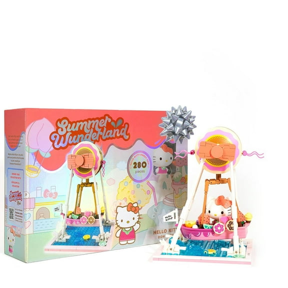 Hamee Sanrio Hello Kitty and Friends ‘Summer Wunderland’ Theme Park Building Block Set Party Favor, Stress Relief, Collectible Toy - Hello Kitty Donut Ship