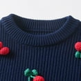 thumbnail image 3 of Kids Crewneck Sweaters Boys Girls Baby Cherry Knit Sweater Cute Kawaii Pullover Fall Winter Clothes Dark Blue, 7 Y, 3 of 7