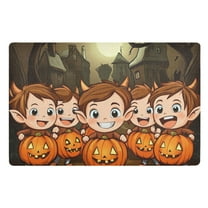Halloween Kids and Pumpkin Lights Floor Door Mat Outdoor Indoor for Home Entrance Welcome Mats 32"x20"