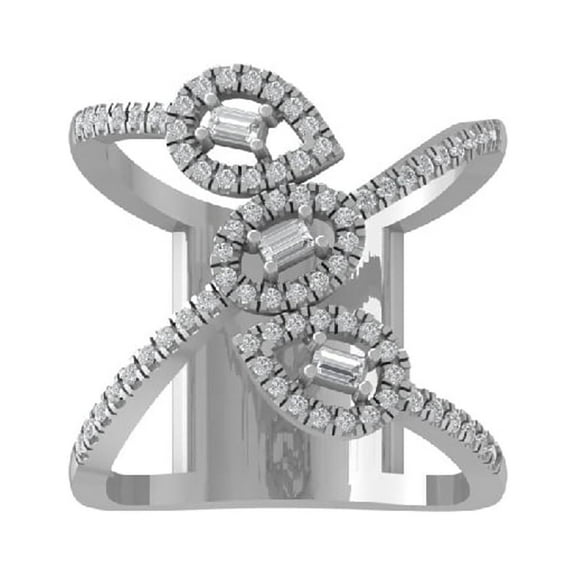 ARAIYA FINE JEWELRY Sterling Silver Round and Baguette-shape Lab Grown Diamond Wedding Band Ring (1/2 cttw, D-F Color, VS Clarity) Size 9