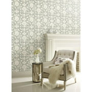 Better Homes & Gardens Peel & Stick Wallpaper Gray and Beige, Ayana Persian, 18" x 18.86'