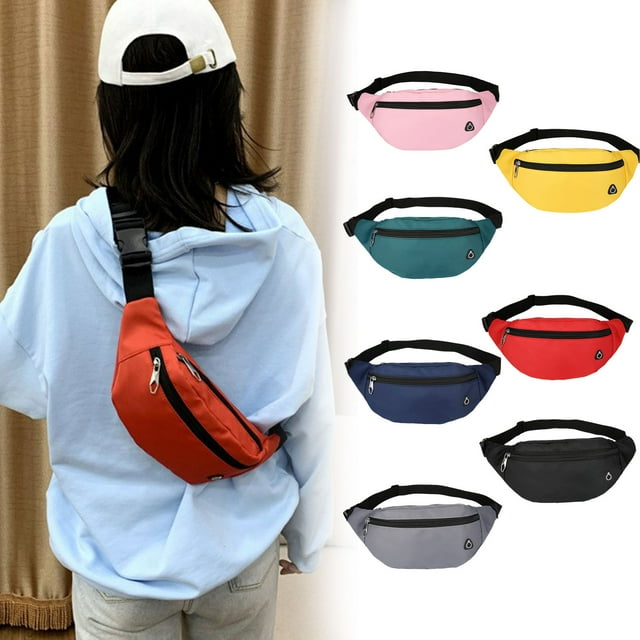 Cinturón de cartera de viaje para hombres, mujeres | Nylon | Multi-Bolsillo de Gran Capacidad | Correa ajustable | Agujero para auriculares | Negro, rojo, azul, verde, rosa | 13,38x3,54x5,9 pulgadas