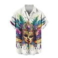 thumbnail image 4 of OGLCCG Carnival Shirts for Men Short Sleeve Mask Printed Summer Casual Button Down Beach Shirts Loose Lapel Collar Funny Mardi Gras Shirts, 4 of 5