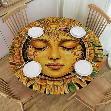 

SHERONV Flowers Round Tablecloth - Stain Resistant Washable Perfect for Indoor Outdoor Dining Wedding Parties - 100% Polyester Table Cover 42 -46