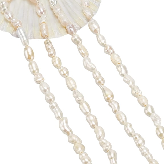 65 Pcs Mini Natural Cultured Freshwater Pearl Beads 2.5~3.5 mm Small White Rice Shape Loose Freshwater Pearl Charms Beads for Jewelry Making Seashell Color 1 Strands Multi-color