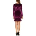 thumbnail image 3 of Unique Bargains Women's Sparkle V Neck Ruffle Hem Fitted Sexy Velvet Dress XS Purple, 3 of 7