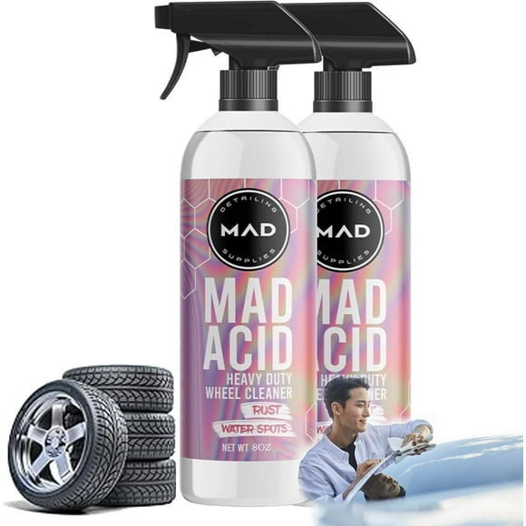 MAD Acid, Mad Acid Glass Cleaner, Mad All Purpose Cleaner, Mad Acid Water Spot Remover, Mad Acid Shower Cleaner, Mad Acid Cleaner for Bathroom, Car, Furniture (2pcs)