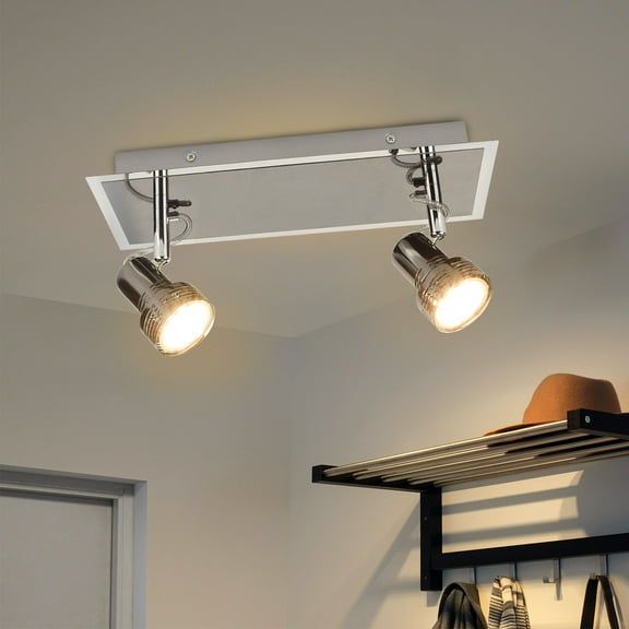 Depuley 2 Light Industrial Track Ceiling SpotLight Black Ceiling Light Fixture Flush Mount Pendant Light for Living Room Bedroom Kitchen Dining Hallway, GU10 Bulb Included