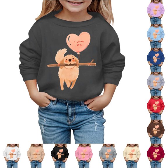 Byoo Toddler Girl's Cute Sweatshirt Long Sleeve Golden Retriever Puppy Graphic Pullover Play Casual Crewneck Top,Dark Gray