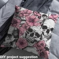 thumbnail image 2 of Manfei Watercolor Skull Skeleton Fabric by the Yard (2 Yards), Vintage Pink Flower Decorative Fabric by the Yard, Gothic Theme DIY Fabric, 2 of 6