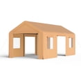 thumbnail image 5 of 13'x20' Outdoor Carport Canopy Portable Storage Shelter Shed Garage with Roll up Zipper Doors & Vents for Motorcycle Waterproof Garage Kit Tent for Car,Truck,Boat,Car Canopy, Khaki, 5 of 9