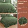 thumbnail image 5 of D.N.G. BEDDINGS 3 Piece Luxury 5 Inch Two Layer Ruffle Comforter Set Premium Super Soft, 800 TC, 100% Egyptian Cotton, Super Soft, Oversized Super King Size Moss Color, 5 of 7