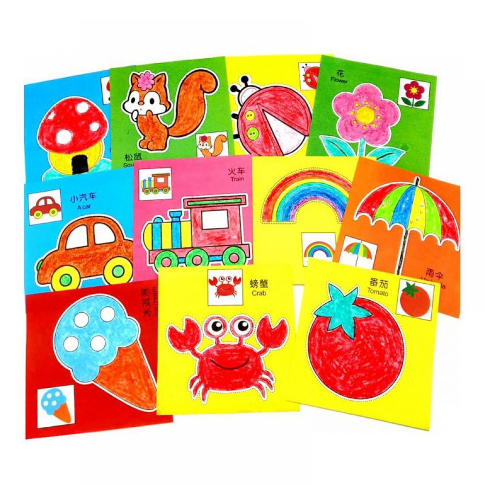 Colorful Kids Origami Kit DIY Cut Paper Toys With Safety Scissors
