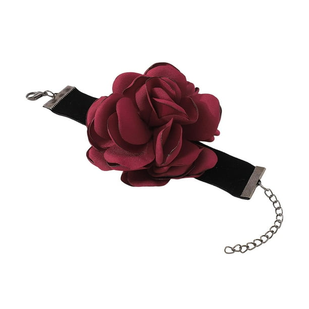Gargantilla de flores Collar Chica Cadena suave Estilo gótico Moda con cordones Collar para Pulsera jinwen gargantilla collar