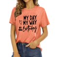 thumbnail image 1 of JAKANYQ T-Shirts pour Femmes Mode Décontractée Imprimé Lettre Col Rond Manches Courtes T-shirt Classique, 1 of 4
