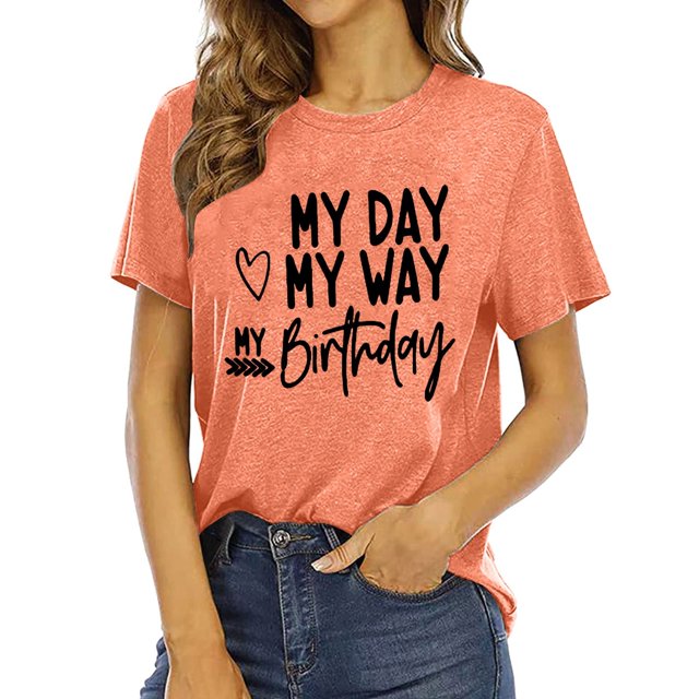 JAKANYQ T-Shirts pour Femmes Mode Décontractée Imprimé Lettre Col Rond Manches Courtes T-shirt Classique
