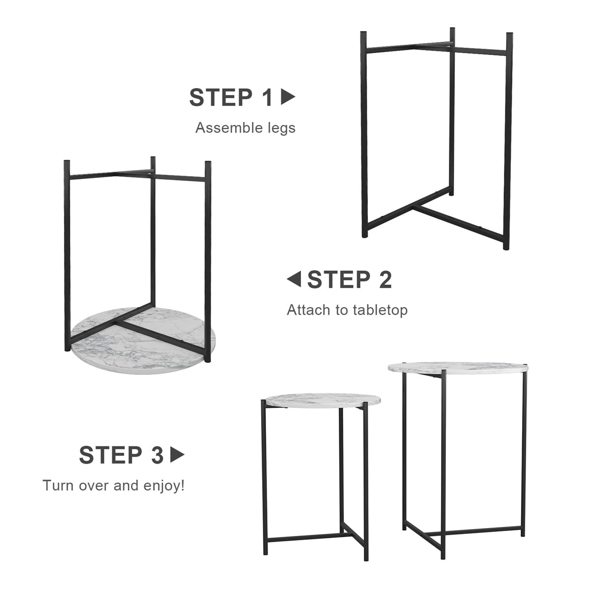Lowestbest 2PCS Modern Metal Frame Coffee Table, Nesting Side Table for Living Room, Bedroom, Black Lowestbest 2PCS Modern Metal Frame Coffee Table, Nesting Side Table for Living Room, Bedroom, Black