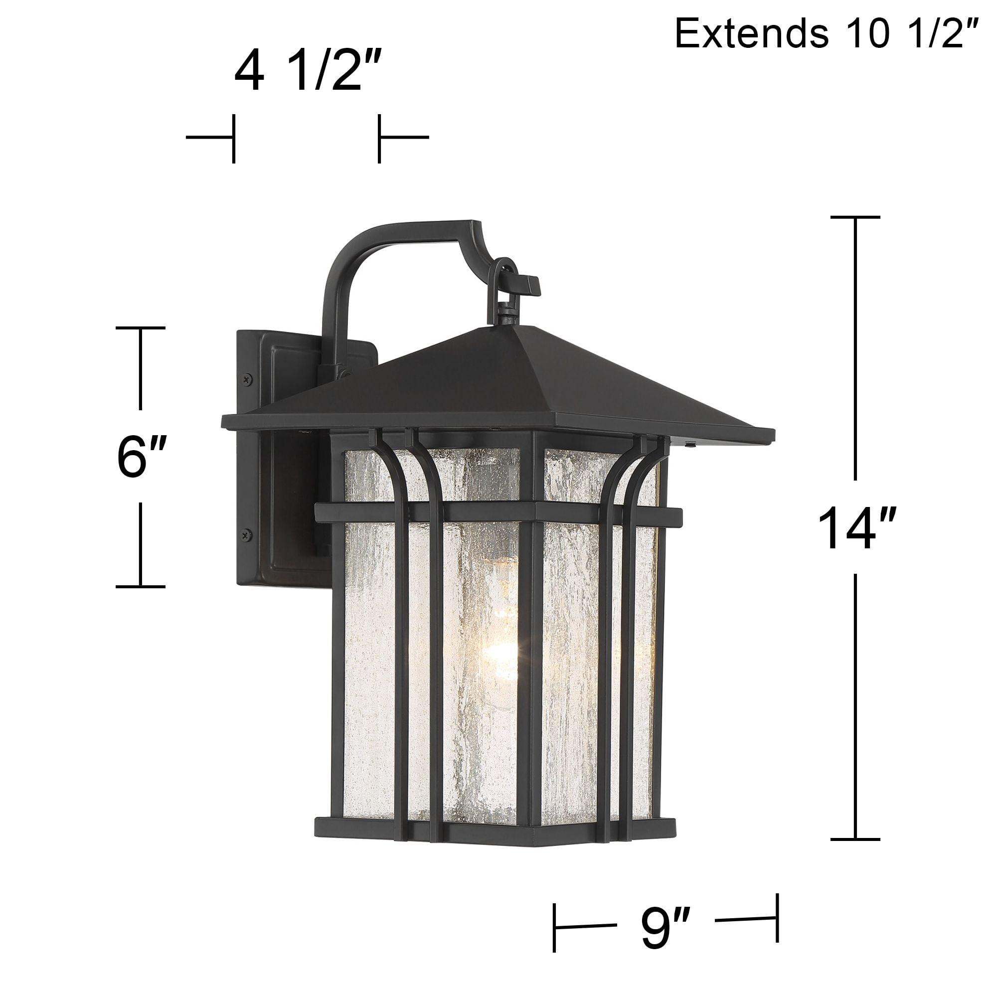 John Timberland Mission Outdoor Wall Light Fixture Painted Bronze 14" Seeded Clear Glass Lantern for House Porch Patio Deck
