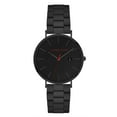 thumbnail image 1 of Alfred Sung Noir Metropolitan Date Cadran Noir avec accents Rouges et Bracelet Montre en Acier Inoxydable, 1 of 1