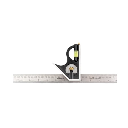 UPC: 0843441103059 | POWERTEC 80007 12-Inch Combination Square Tool | Etched Stainless Steel Blade w/Metric Graduated Scale