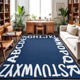 Bold Alphabet 8x10ft Non Slip Area Rug Modern Nautical Letters Dark ...