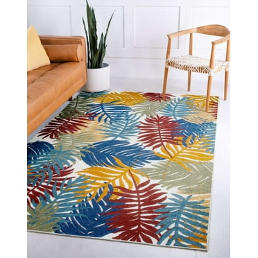 Leick Home 595181 Talipot Palm Indoor Outdoor Area Rug Rectangle 4'x6'