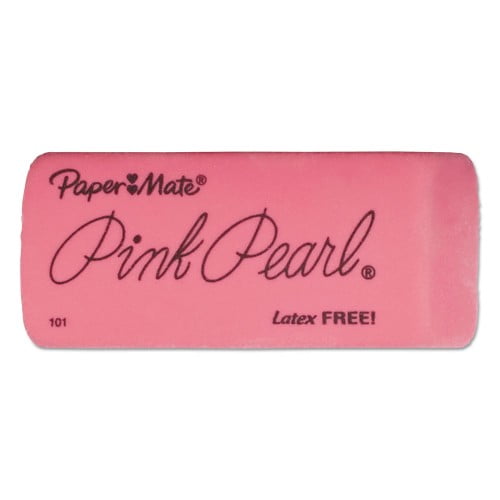 New Paper Mate Pink Pearl Eraser, Rectangular, Large, Elastomer, 3/Pack,Each