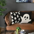 thumbnail image 4 of Happy Halloween Pillow Covers 18x18 Set of 2, Halloween Black White Ghost Throw Pillow Covers Holiday Farmhouse Outdoor Pillowcase for Couch Sofa Home Decor, 4 of 4