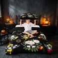 thumbnail image 3 of Homewish Halloween Death Moth Twin Duvet Cover, Celestial Peony Floral Twin Bedding, Black White Multicolor, Black Reversible 2pcs, 1 Duvet Cover and 1 Pillowcase, 3 of 7