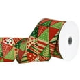 thumbnail image 3 of Homeford Christmas Abstract Geometric Christmas Trees Wired Ribbon, 2-1/2-inch, 10-yard, Red/Green, 3 of 3