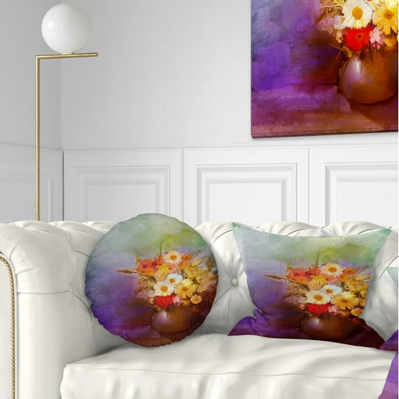 Designart Bouquet of Small Flowers Watercolor - Floral Throw Pillow - 12x20