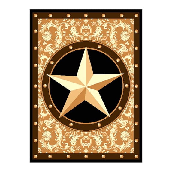 Furnish My Place Indoor Texas Western Star Rug with Jute Backing - 2 ft. x 4 ft., Star Gold Cowboy, Area Rug for Living Room, Bedroom, Hallway