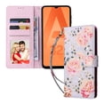 thumbnail image 2 of Wallet Case for Samsung Galaxy A32 5G 6.5 Inch, Bronzing Flower Pattern Soft TPU Drop Resistant Magnetic Clasp Flip Case with Card Slots Stand Wrist Strap Folio Phone Cover,Pink Rose, 2 of 8