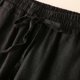 thumbnail image 5 of Pantalones anchos Gibobby de algodón y lino para mujer de pierna ancha transpirables de cintura alta negro XL, 5 of 5