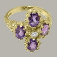 thumbnail image 5 of LBG British Made 9k Yellow Gold Natural Diamond & Amethyst Womens Statement Ring - 33 size options - Size 10, 5 of 6
