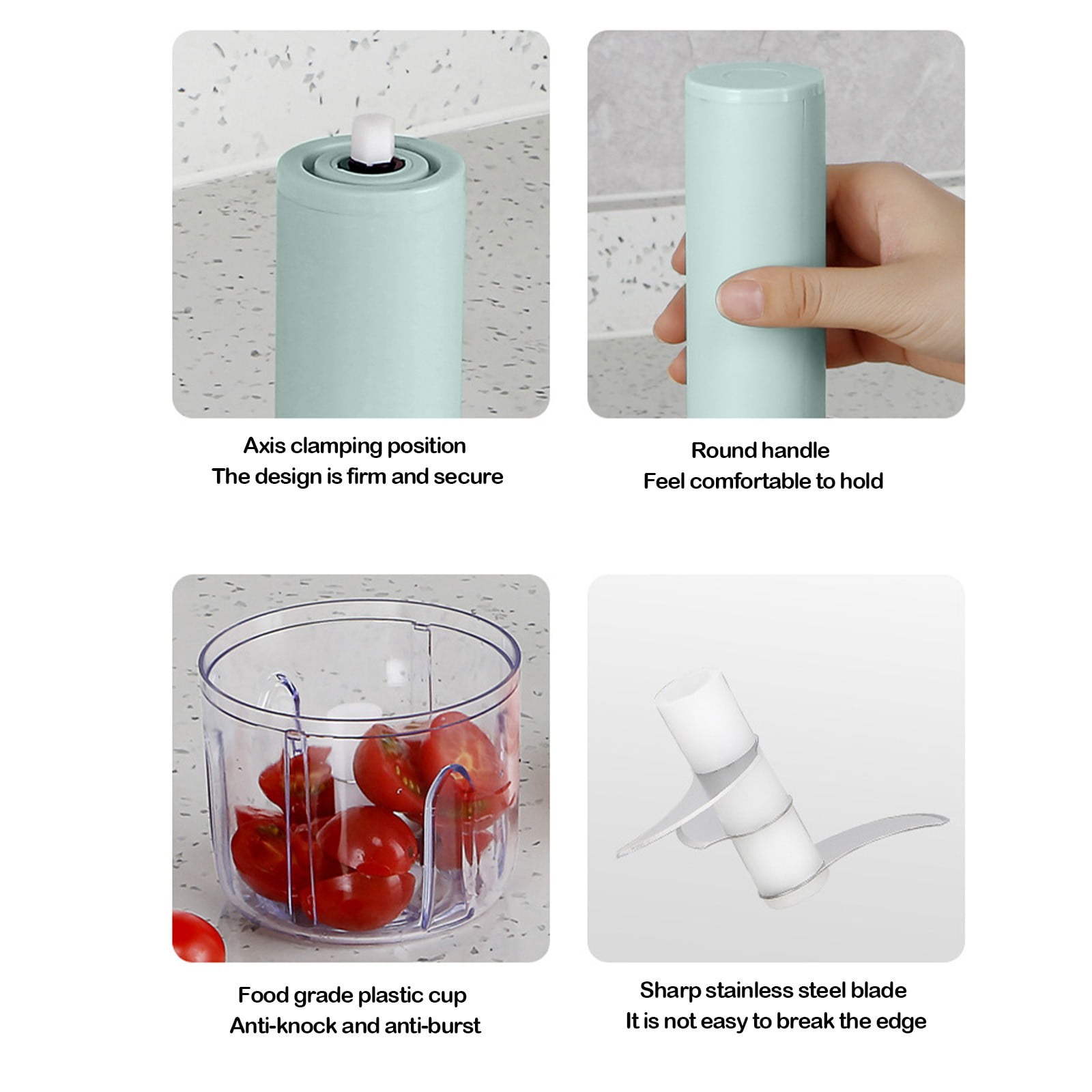 Portable Electric Food Chopper USB Rechargeable Mini Processor, 3 Blade Vegetable Garlic Meat Grinder With Container, Easy Clean Compact Kitchen Tool For Home Travel Cooking